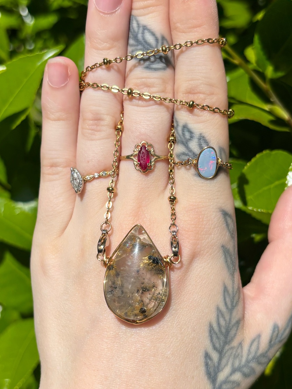 Star rutile quartz interchangeable necklace
